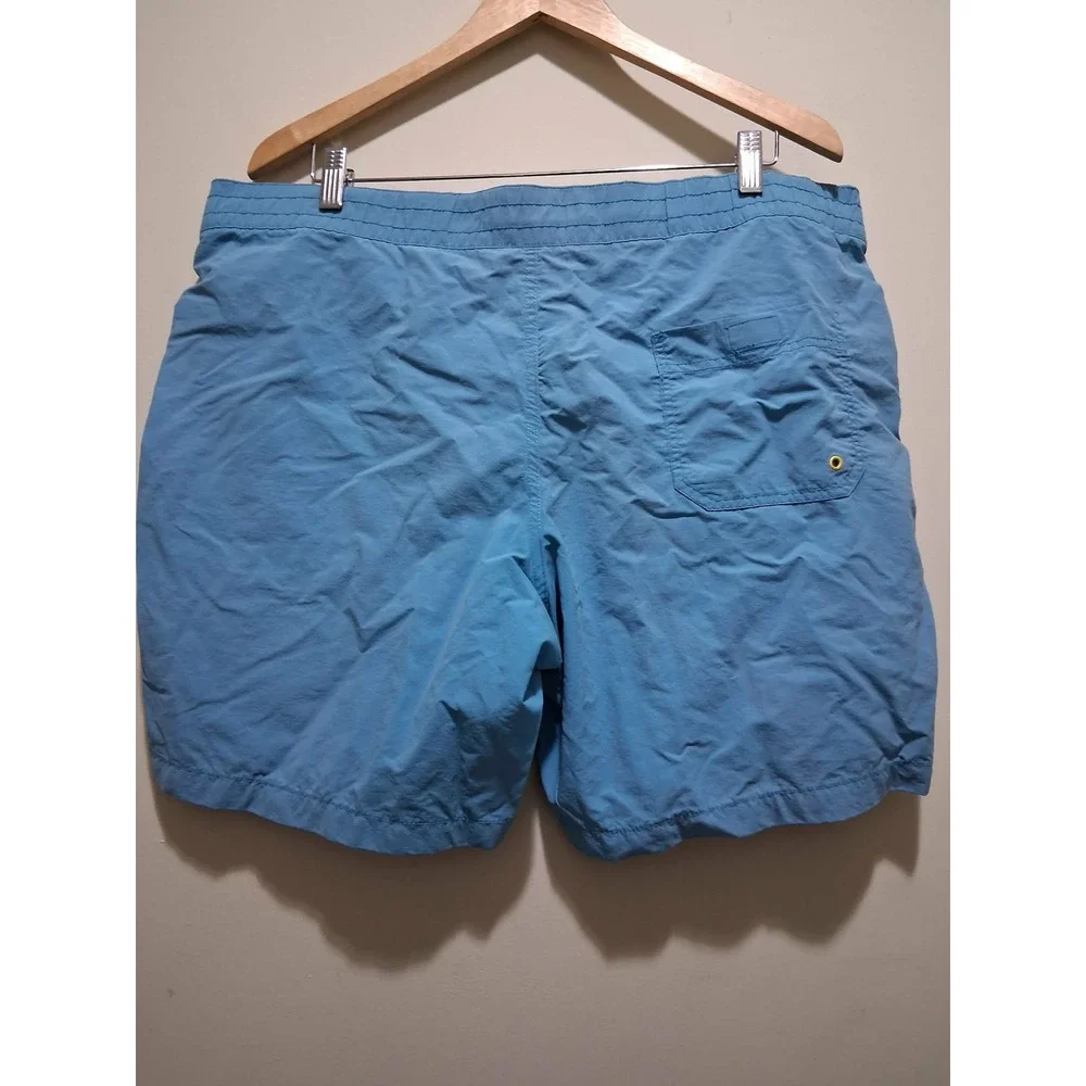 Rodd & Gunn Swim Trunks Shorts Blue Yellow Logo Mens XL Elastic Waist‎